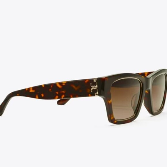 NWT! NEW! Tory Burch Trace Sunglasses -Dark Tortoise / Brown Gradient - Picture 3 of 10